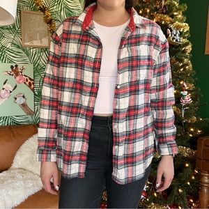 AE size small red and white plaid flannel